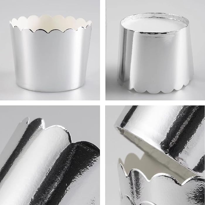Deera Deera Silver Foil Paper Cupcake LinersMuffin Baking Cups Pack of 100 Medium  - Image 2