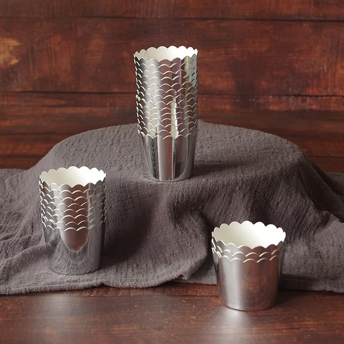 Deera Deera Silver Foil Paper Cupcake LinersMuffin Baking Cups Pack of 100 Medium  - Image 5