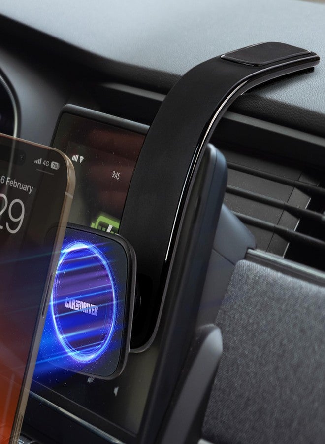 Car & Driver Car and Driver Magnetic Phone Holder for Car, Dashboard Phone Mount with Flexible Aluminum-Alloy Arm, Compatible with MagSafe Devices and iPhone 16, 15, 14, and 13 Pro Series, Black - Image 1