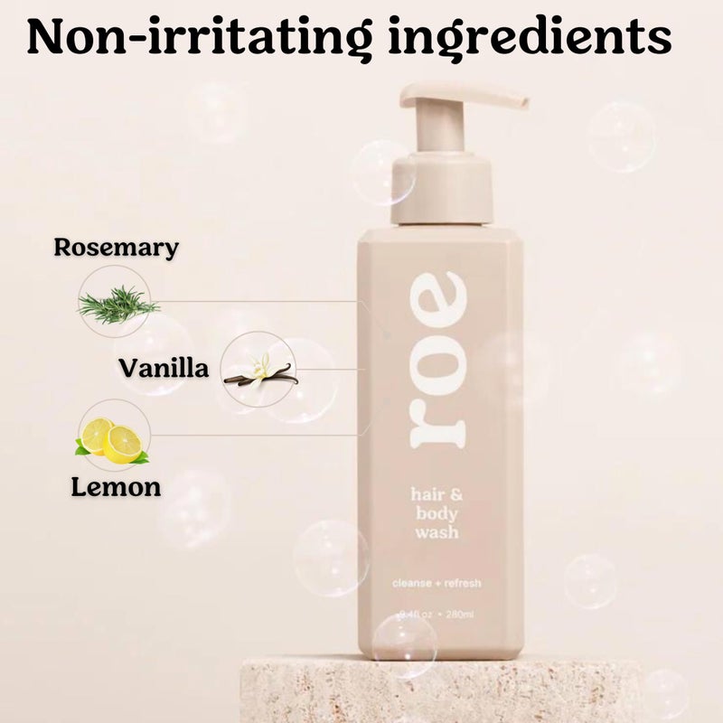 Roe Wellness- Toddler & Baby Body Wash & Shampoo Moisturizing Clean Ingredients | Suitable for Sensitive Skin, Fragrance-Free, Natural Vanilla Scent, Fresh Cleaning | 9.4 fl oz. - Image 2