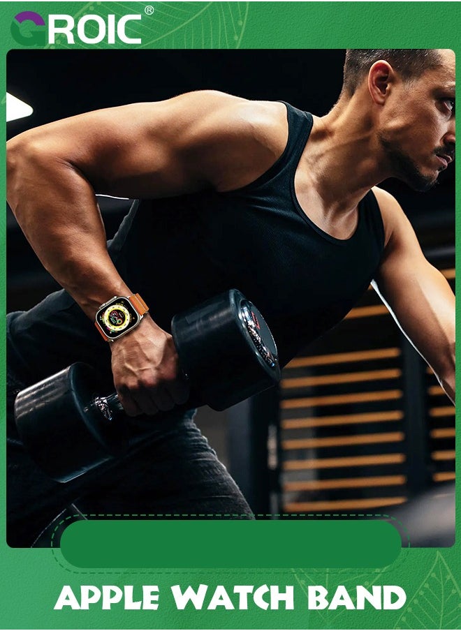 GROIC 2 Pack Sport Band Compatible with Apple Watch Ultra Bands 49mm 44mm 45mm 42mm for Men, Soft Nylon Trail Loop Strap Adjustable Wristbands for iWatch Series 10 9 Ultra/Ultra 2 8 7 6 5 4 SE  - Image 4