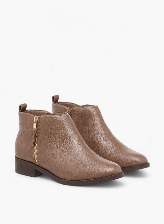 Flora Bella By Shoexpress Solid Ankle Boots with Zip Closure - Image 3