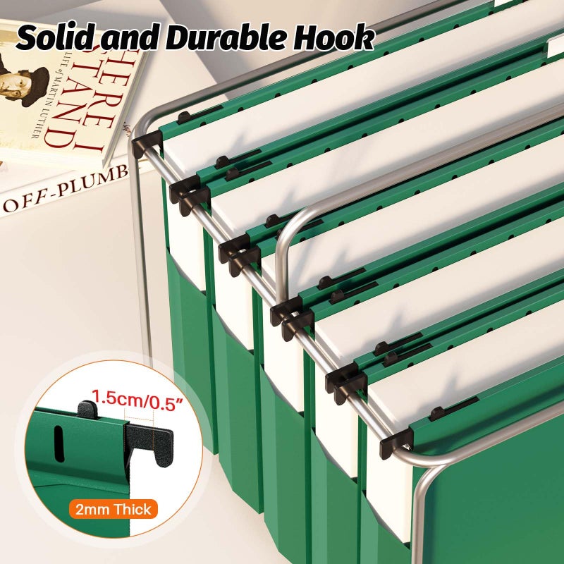 SHUTEX Extra Capacity Plastic Hanging File Folders,12 Pack Reinforced Expanding Hang Folder Letter Size,Accordian Pocket,Heavy Duty 2 Inch Expansion,Hanging Folder Organizer for Office Home,Green - Image 5