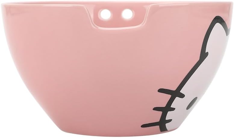 Bioworld Hello Kitty Big Face 20 Oz Pink Ramen Bowl With Chopsticks - Image 4
