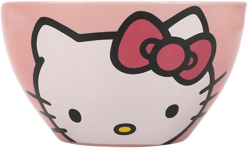 Bioworld Hello Kitty Big Face 20 Oz Pink Ramen Bowl With Chopsticks - Image 3
