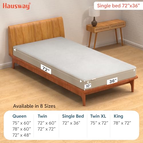 HAUSWAY Mattress Protector | Waterproof Terry Cotton Mattress Cover for Single Bed 72"x36" (6x3 Feet) | Breathable, Washable, Fitted Elastic Skirting, Colour - Grey - Image 2