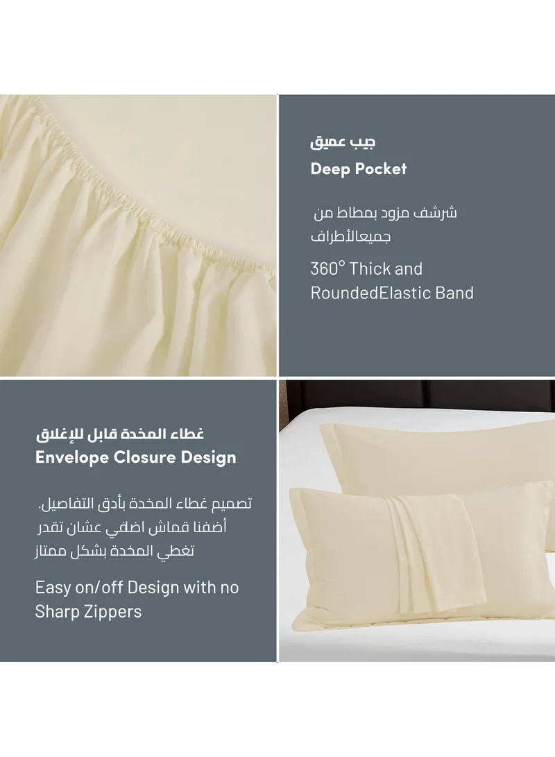 Donetella Bedding Fitted Sheet - Fits 180x200 Cm For King Bed - 3 Pcs (1 Fitted Sheet and 2 Pillowcases) - 35 Cm Deep Pocket - Solid Bed Sheet