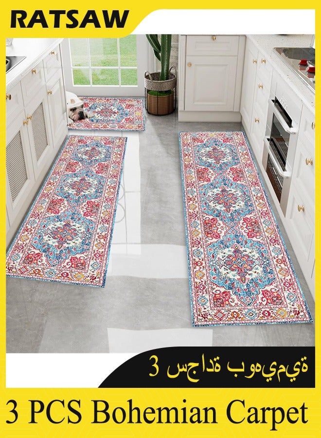 RATSAW Kitchen Mat Sets of 3 Washable Kitchen Floor Rugs 3 Pieces Soft Entrance Runner Rugs Farmhouse Laundry Room Rug Carpet Sets for Bathroom/Living Room/Hallway - Image 2