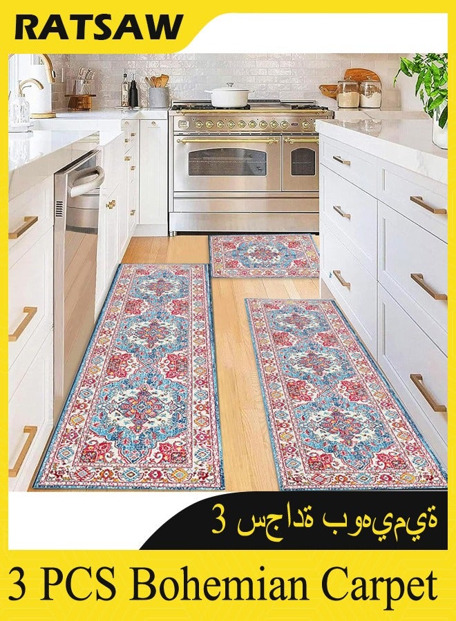 RATSAW Kitchen Mat Sets of 3 Washable Kitchen Floor Rugs 3 Pieces Soft Entrance Runner Rugs Farmhouse Laundry Room Rug Carpet Sets for Bathroom/Living Room/Hallway - Image 3