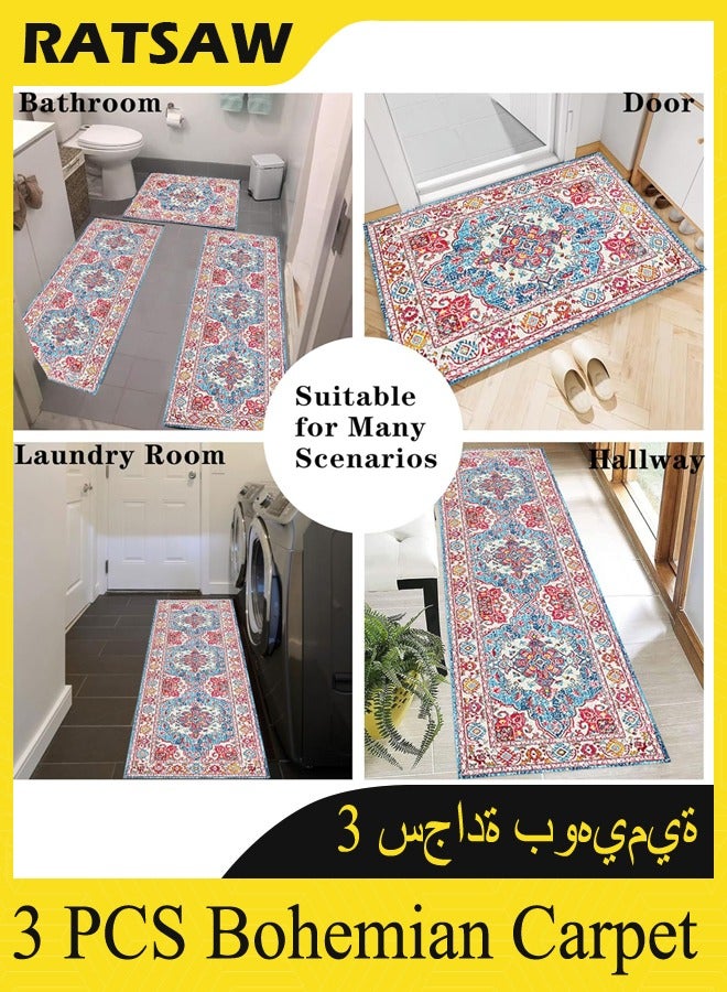 RATSAW Kitchen Mat Sets of 3 Washable Kitchen Floor Rugs 3 Pieces Soft Entrance Runner Rugs Farmhouse Laundry Room Rug Carpet Sets for Bathroom/Living Room/Hallway - Image 4