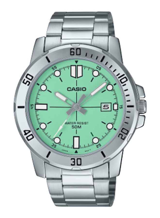CASIO Men's Analog Round Shape Resin Wrist Watch - MTP-VD01D-3E1VUDF - 45 Mm