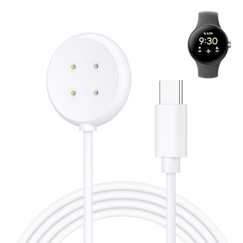 Tobfit USB C Charger Cable Compatible for Google Pixel Watch 2 3, Type C Magnetic Charging Cord Replacement for Pixel Watch 3 2 Smartwatch 50cm (White) - Image 1
