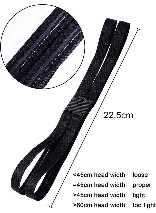 Shappy 3 Pieces Double-Straps Sport Headbands Elastic Hairband Non-Slip Sweatband for Women or Men(Black) - Image 2