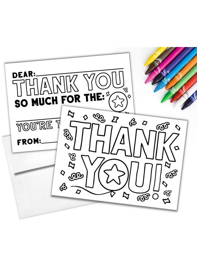 تايني إكسبريشنز مجموعة بطاقات شكر تلوين للأطفال مع مغلفات (عبوة مكونة من 10 بطاقات) تعبئة فاخرة في بطاقات فارغة مزدوجة الجوانب، ملاحظات ممتعة لعيد الميلاد والعطلات، شكرًا للمدرسة والعائلة - Image 1