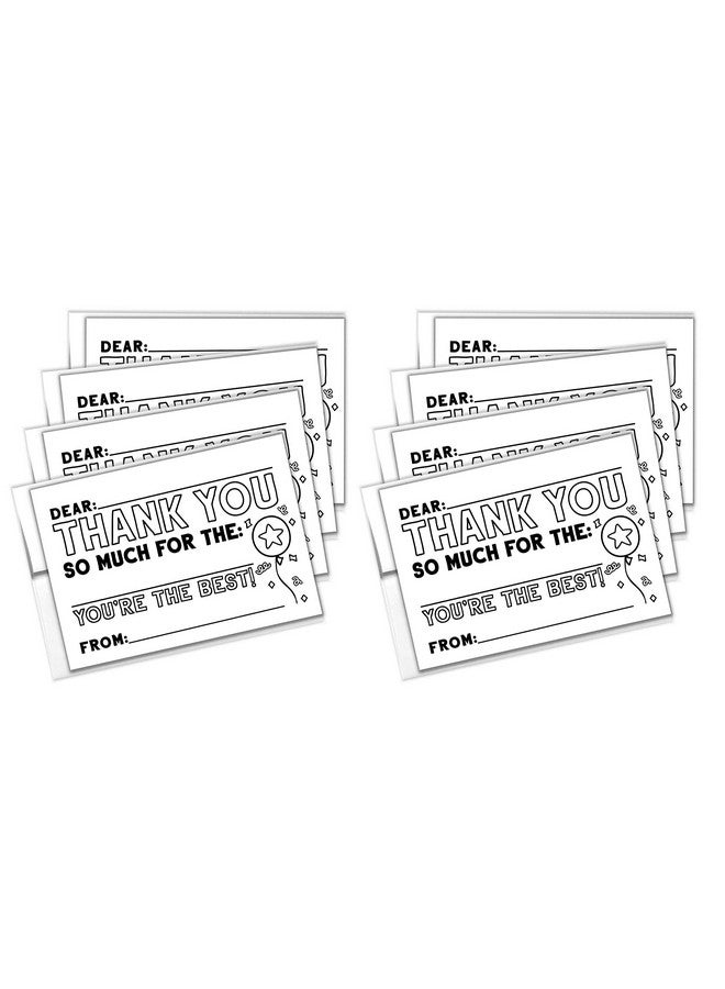 تايني إكسبريشنز مجموعة بطاقات شكر تلوين للأطفال مع مغلفات (عبوة مكونة من 10 بطاقات) تعبئة فاخرة في بطاقات فارغة مزدوجة الجوانب، ملاحظات ممتعة لعيد الميلاد والعطلات، شكرًا للمدرسة والعائلة - Image 4