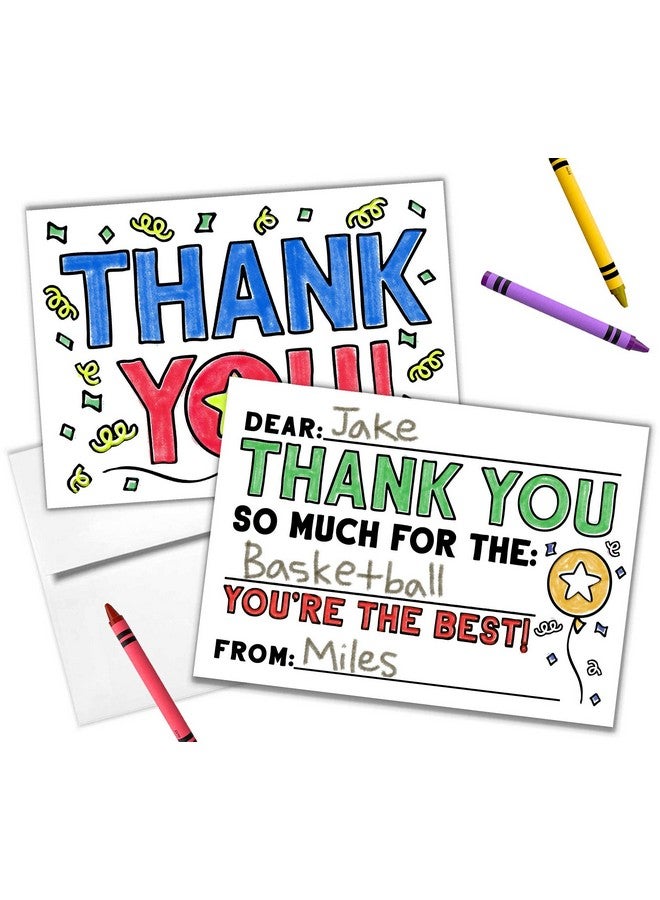 تايني إكسبريشنز مجموعة بطاقات شكر تلوين للأطفال مع مغلفات (عبوة مكونة من 10 بطاقات) تعبئة فاخرة في بطاقات فارغة مزدوجة الجوانب، ملاحظات ممتعة لعيد الميلاد والعطلات، شكرًا للمدرسة والعائلة - Image 2