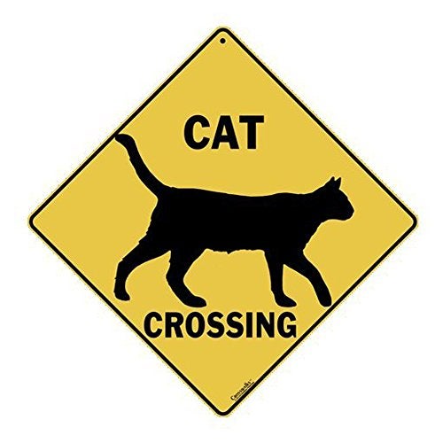 CROSSWALKS Cat Silhouette Crossing 12" X 12" Aluminum Sign (X311) - Image 1
