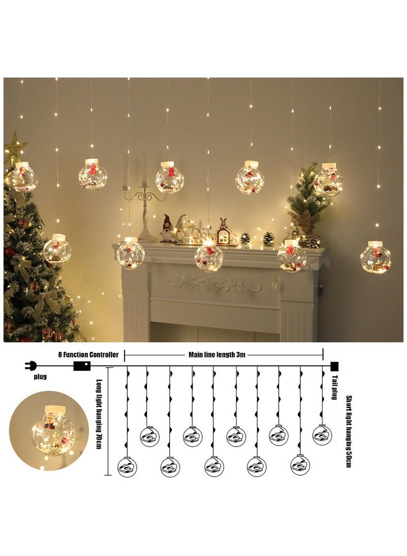 NIBEMINENT LED Curtain Lights, Wishing Ball, Old Man Snowman Tree Hanging, Window Arrangement Lights, Festival Decoration Copper Wire Lights - Image 2