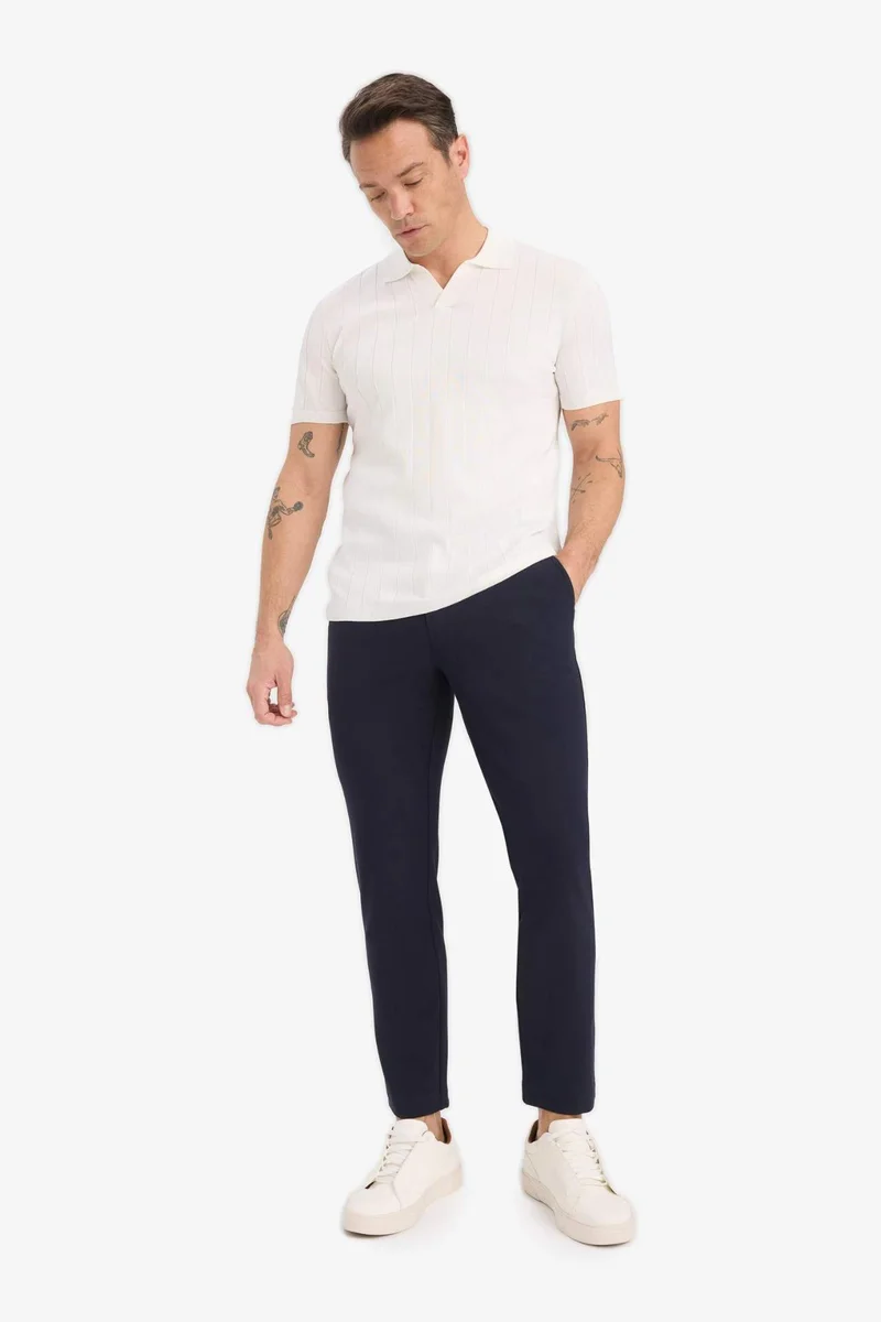 ديفاكتو Standard Fit Knitwear Short Sleeve Polo T-Shirt