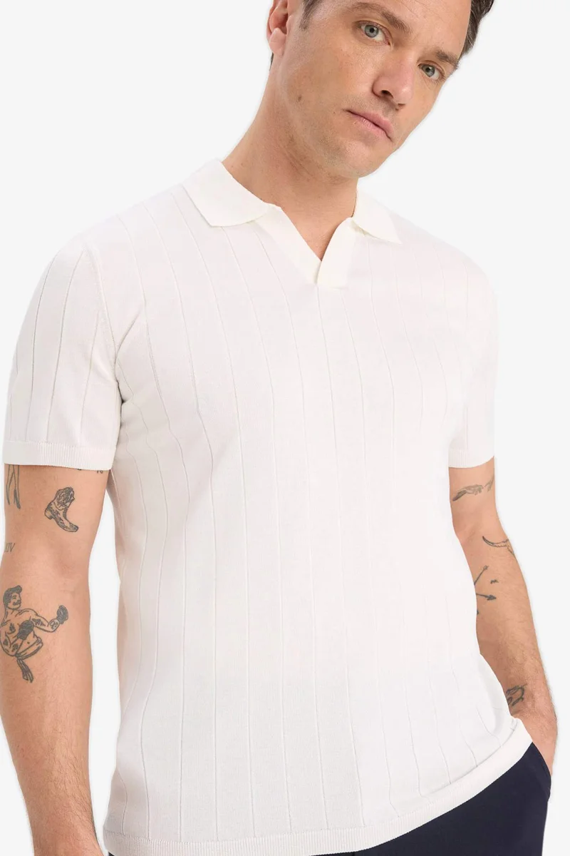 ديفاكتو Standard Fit Knitwear Short Sleeve Polo T-Shirt