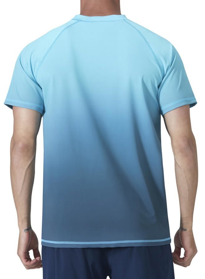 EZRUN Men's Swim Shirts Rash Guard UPF 50+ UV Sun Protection T-Shirt Quick Dry Fishing Beach T Shirts Short Sleeve(BlueGradient,M) - Image 4
