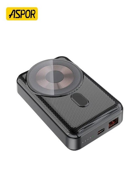 Aspor A326 New Product Digital Display Magnetic Wireless Power Bank with Foldable Holder Stand Fast Charging 10000mAh