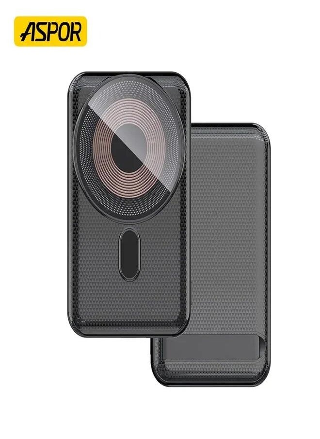 Aspor A326 New Product Digital Display Magnetic Wireless Power Bank with Foldable Holder Stand Fast Charging 10000mAh