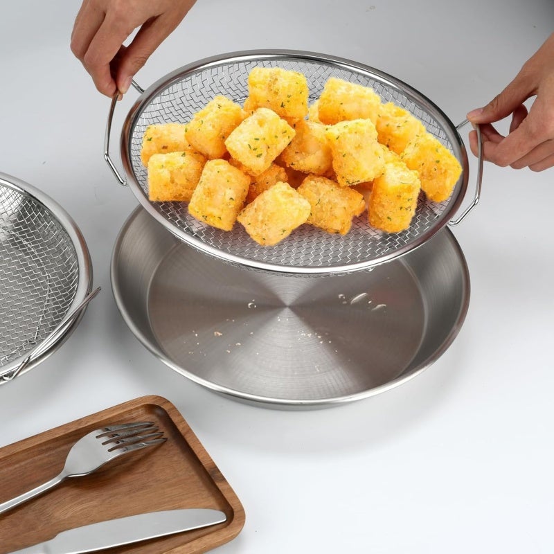 Stainless steel mesh oil filter tray, air fryer fried food oil draining accessory, dessert draining filter tray - Image 5