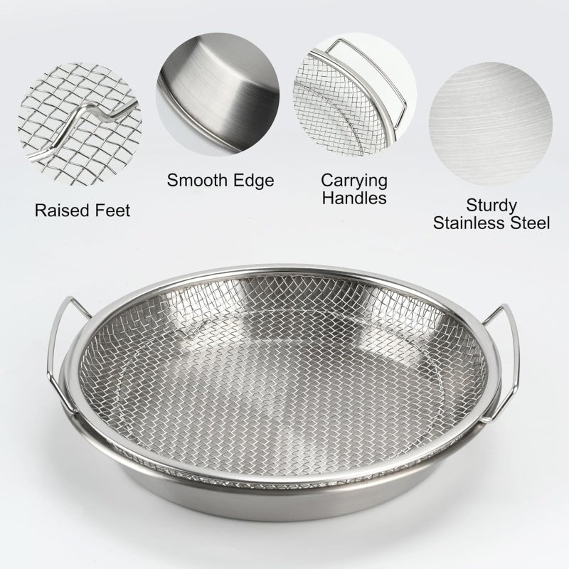 Stainless steel mesh oil filter tray, air fryer fried food oil draining accessory, dessert draining filter tray - Image 3