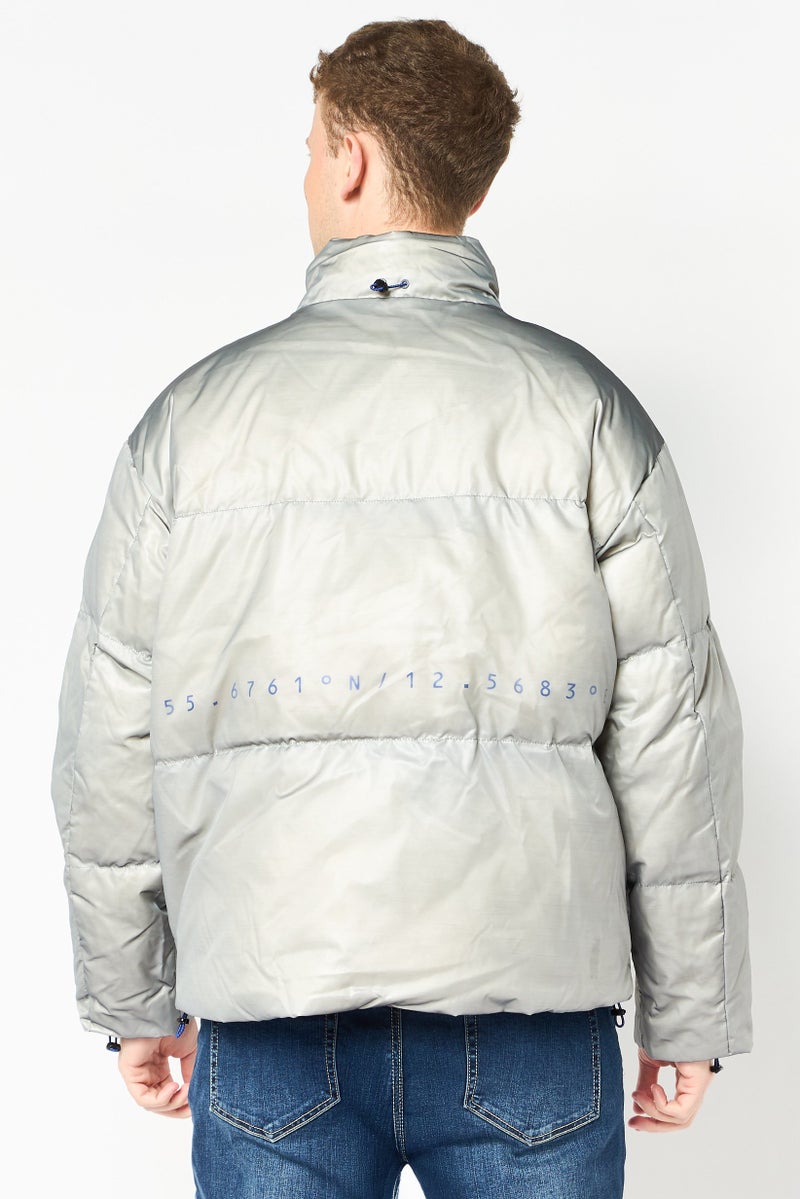 SELECTED Men Quilted Puffer Jacket, Grey - Image 4