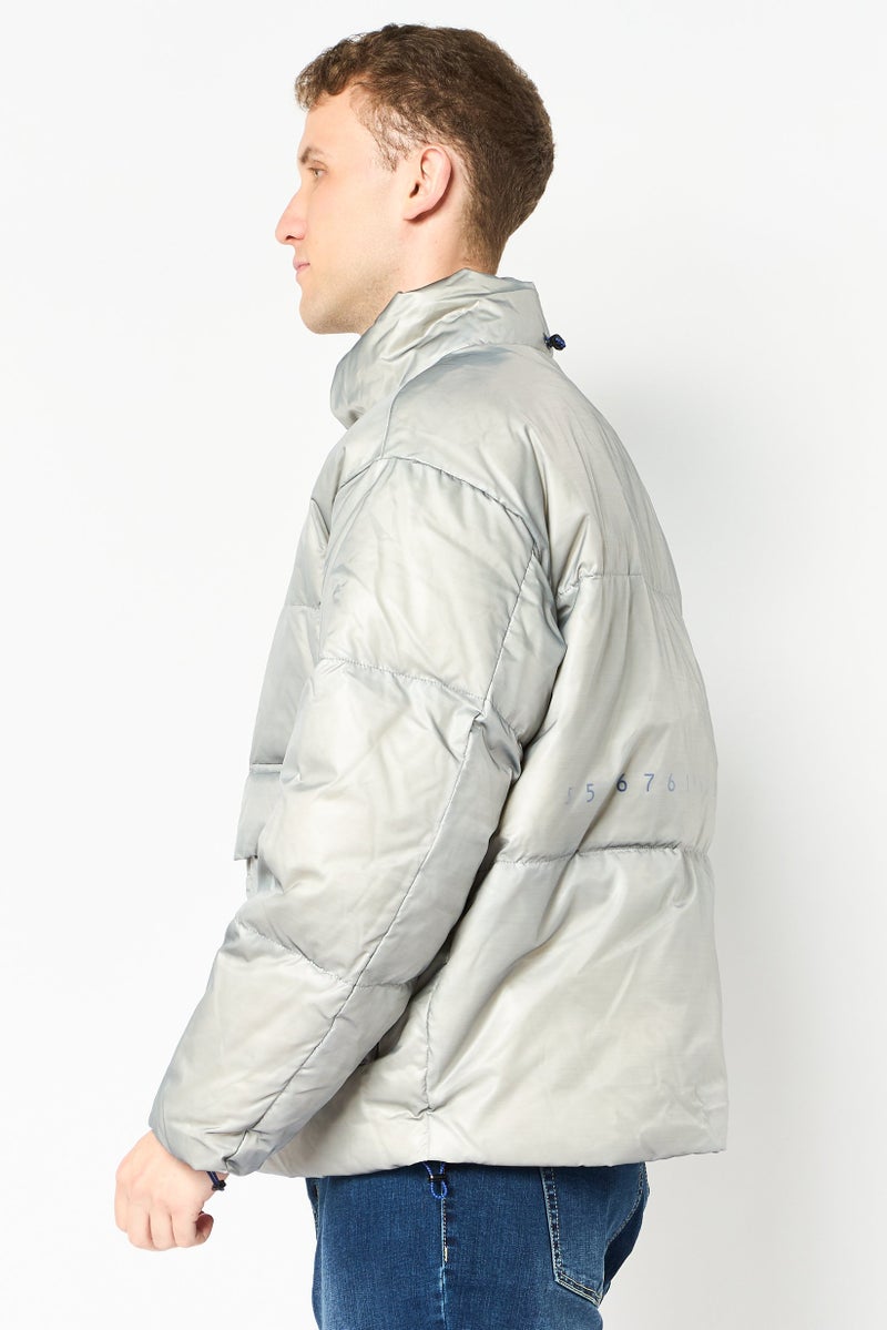 SELECTED Men Quilted Puffer Jacket, Grey - Image 2