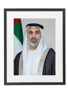 Official Portrait of Sheikh Khaled bin Mohamed bin Zayed Al Nahyan Poster with Frame 50x40cm