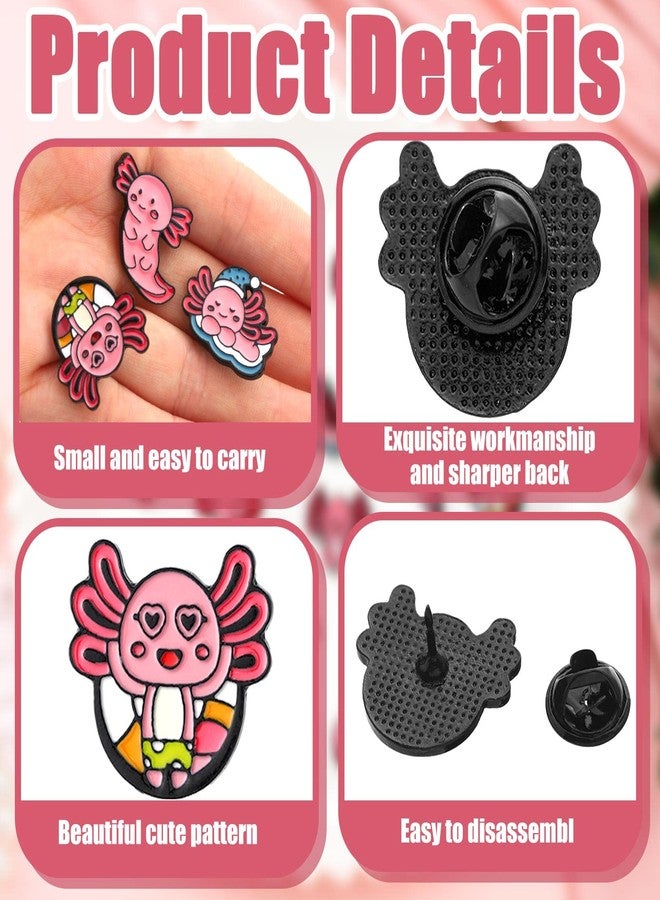 سوريو مجموعة دبابيس مينا أكسولوتل من سوريو، 16 قطعة، دبابيس مينا أكسولوتل وردية اللون، دبابيس بروش كرتونية لطيفة، زينة، هدية، مجوهرات، حقيبة ظهر، طية صدر السترة - Image 4