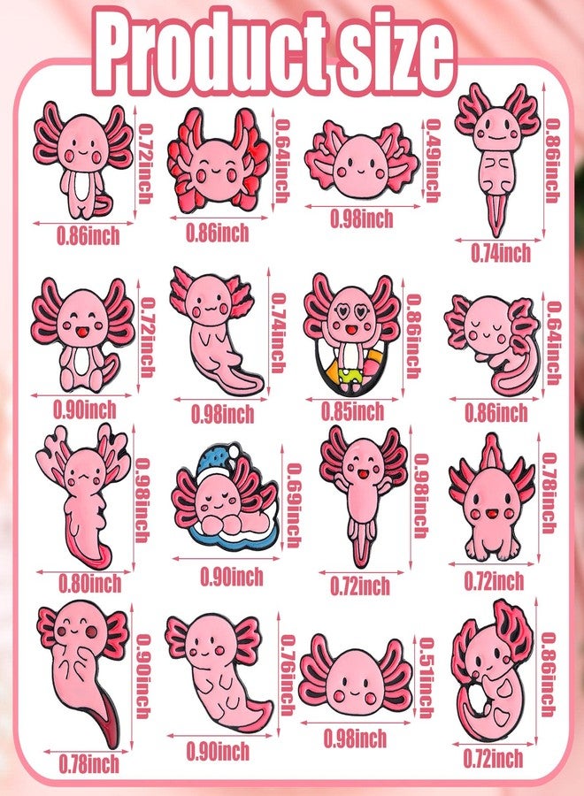 سوريو مجموعة دبابيس مينا أكسولوتل من سوريو، 16 قطعة، دبابيس مينا أكسولوتل وردية اللون، دبابيس بروش كرتونية لطيفة، زينة، هدية، مجوهرات، حقيبة ظهر، طية صدر السترة - Image 3