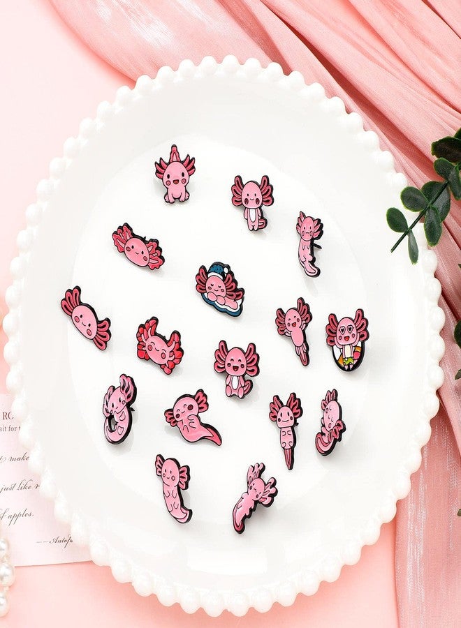 سوريو مجموعة دبابيس مينا أكسولوتل من سوريو، 16 قطعة، دبابيس مينا أكسولوتل وردية اللون، دبابيس بروش كرتونية لطيفة، زينة، هدية، مجوهرات، حقيبة ظهر، طية صدر السترة - Image 2