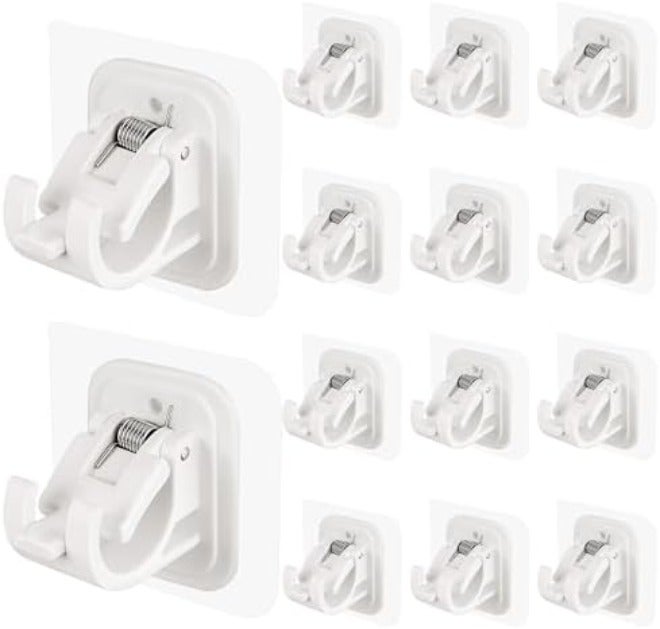 Codoule Self Adhesive No Drill Adjustable Curtain Rod Holder Hooks Brackets, Nail Free, No Drilling Hangers for Bathroom, Kitchen, Home, Bathroom and Hotel, Transparent, 8PCS - Image 1