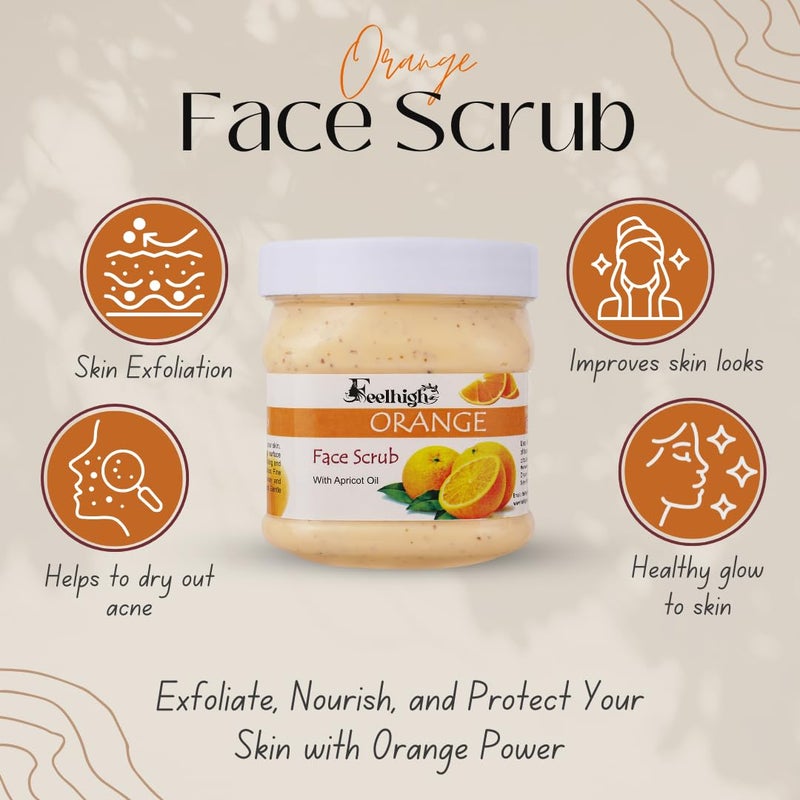 Feelhigh Face and Body Orange Scrub Enriched with Orange peel extract 500gm and Aloevera scrub enriched with aloevera extract 500gm Man  woman - Image 5