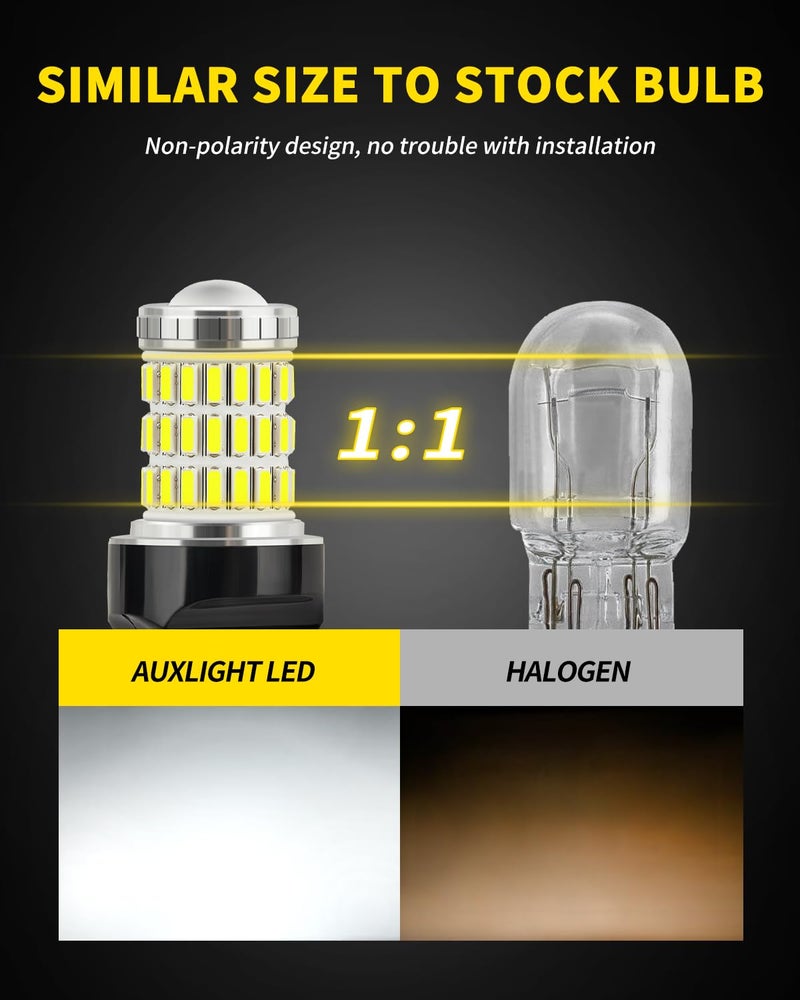 AUXLIGHT 7440 7441 7443 7444 T20 992 W21W LED Bulbs Xenon White, Ultra Bright 60-SMD LED Replacement for Back Up/Reverse Lights, Brake/Tail Lights, Turn Signal/Parking or Running Lights (Pack of 2) - Image 4