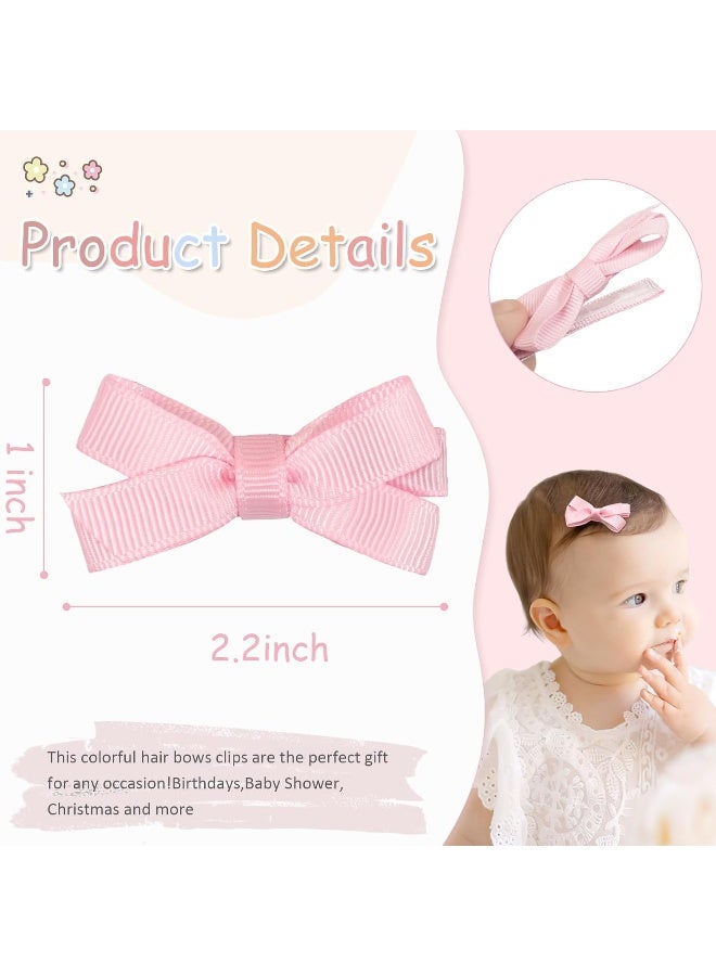 DED 28PCS 2.2" Fully Lined Baby Bows Hair Pins Tiny Hair Clips Fine Hair for Girls Infants Toddlers Set of 14 Pairs - Image 2