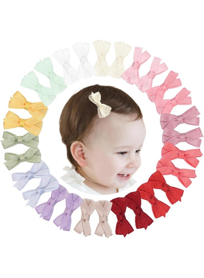 DED 28PCS 2.2" Fully Lined Baby Bows Hair Pins Tiny Hair Clips Fine Hair for Girls Infants Toddlers Set of 14 Pairs - Image 1