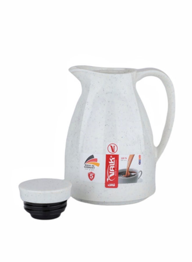 Valk Vacuum Flask With Double Wall Glass 600 Ml  Wide Mouth With Anti-Leakage Cap Double Walled Travel Mug  White + Black  Color - Image 4