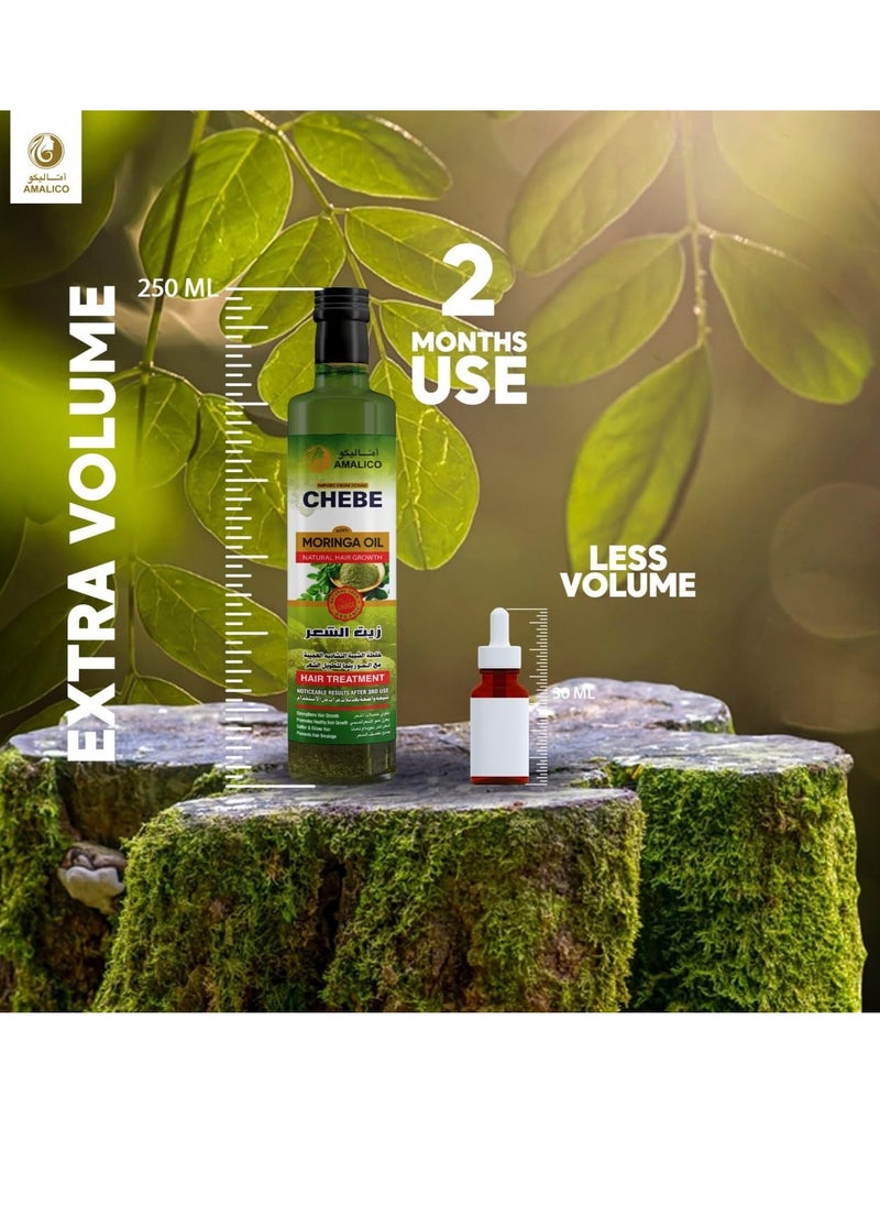 AMALICO Moringa Hair Oil with Chebe Powder for Hair Growth 4.4 Fl. OZ.  - Image 2