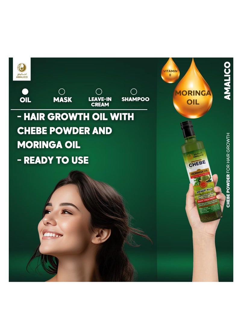 AMALICO Moringa Hair Oil with Chebe Powder for Hair Growth 4.4 Fl. OZ.  - Image 5