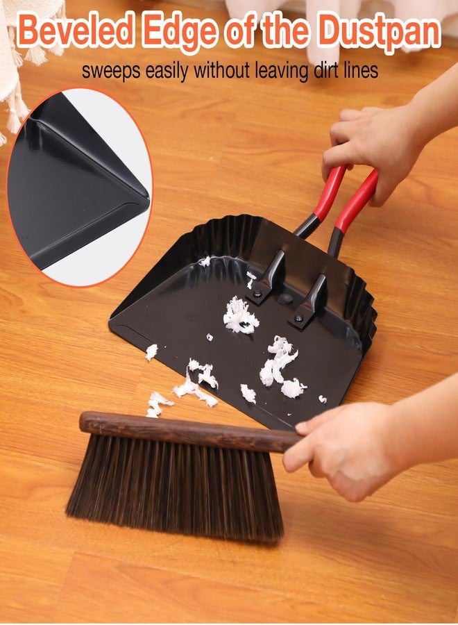 Uiifan 4 Pcs Industrial Metal Dustpans 12" Heavy Duty Dust Pan with Handle Commercial Dustpan Wide Scooper Dust and Debris Sweeping Tool Precision Edge Rubber Grip Loop Handle (Black) - Image 4