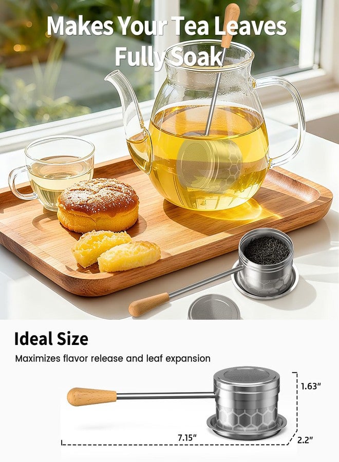 HOUSE AGAIN Tea Infuser for Loose Tea, 2-in-1 Tea Scoop Infuser Extra Fine Mesh Tea Strainers for Loose Tea, 304 Stainless Steel Loose Leaf Steeper, Ball Filter with Handle for Spices, L - Image 2