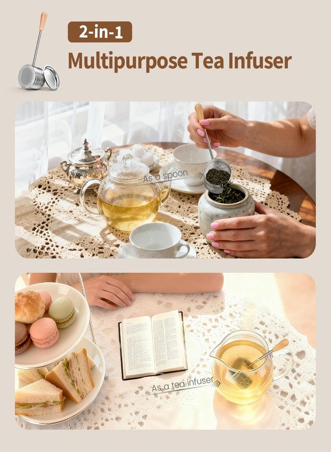 HOUSE AGAIN Tea Infuser for Loose Tea, 2-in-1 Tea Scoop Infuser Extra Fine Mesh Tea Strainers for Loose Tea, 304 Stainless Steel Loose Leaf Steeper, Ball Filter with Handle for Spices, L - Image 3
