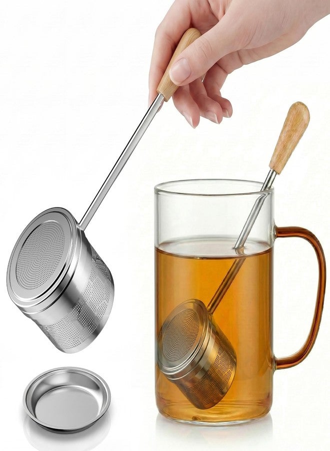 HOUSE AGAIN Tea Infuser for Loose Tea, 2-in-1 Tea Scoop Infuser Extra Fine Mesh Tea Strainers for Loose Tea, 304 Stainless Steel Loose Leaf Steeper, Ball Filter with Handle for Spices, L - Image 1