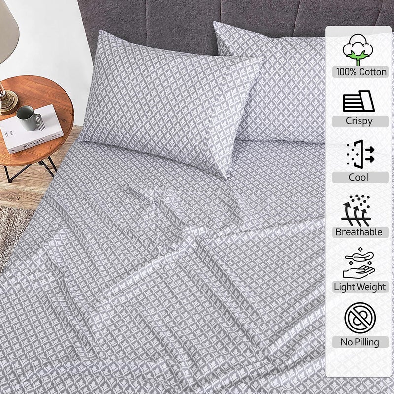 RUVANTI 100% Cotton Sheets â€“ Queen Size Percale Bedding, Cooling & Breathable Floral Design, Durable with a Crisp, Soft & Comfortable Feel, 16" Deep Pocket, 4-Piece Set, Idiomatic Expression - Image 2