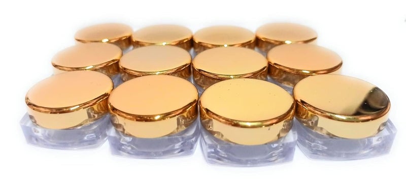 Shree Mahalaxmi 5 gram Gold Cap and Transparent Square Base Empty Cosmetic Jars Pack of 24 - Image 4