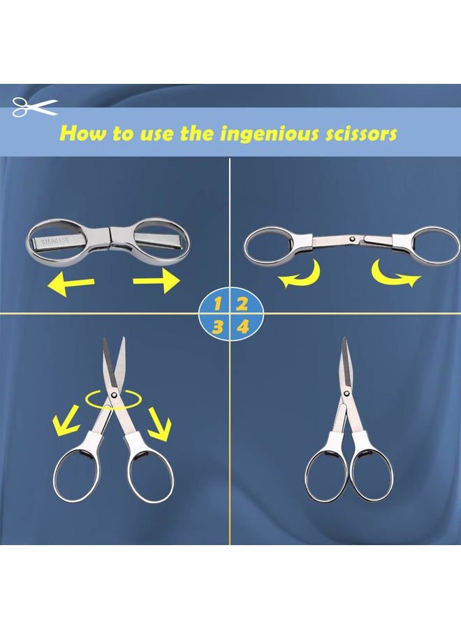 firiKer 2Pcs Folding Scissors,Safe Portable Travel Scissors,Stainless Steel Telescopic Cutter Used for Home Office, Safety Portable Travel Trip Scissors - Image 4